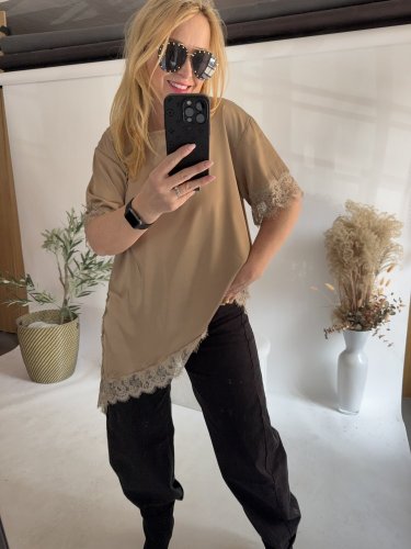 Tričko s čipkou-gold