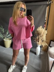 Crop mikina a šortky Gusto-pink