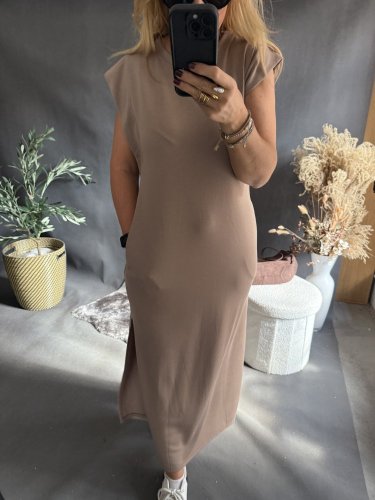 Šaty Basic dlouhé-mocca