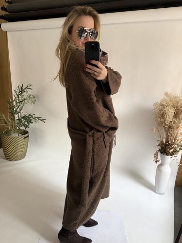 Kabát s opaskom Jane-hnedý