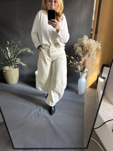 Džínsy Barrel USA- krémové