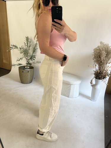 Džínsy New York--elastické, pohodlné-off white