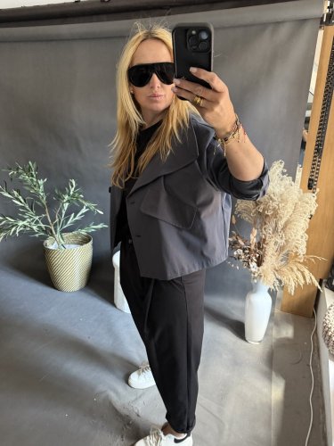 Kabátek Crop SUN TENKY-tmavě šedý