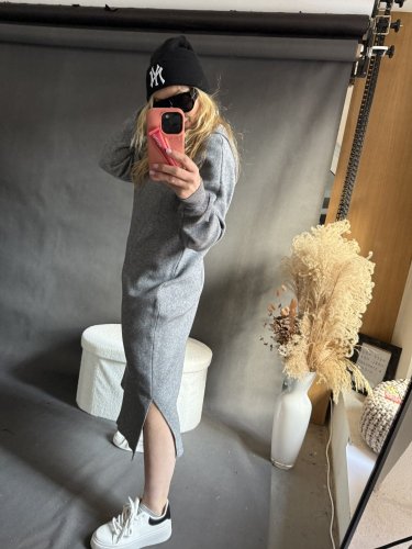 Dlouhé šaty s kapucí Jolie-šedá