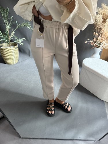 Nohavice s opaskom Italy-béžové