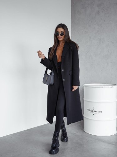 Kabát Jarní ve stylu dlouhého saka-černý