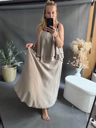 Set sukne a volániky-mocca