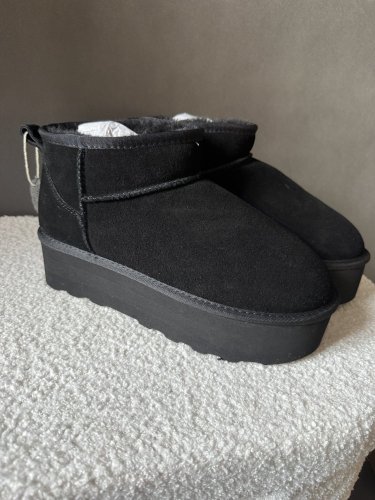 Válenky na platforme kožené-čierné