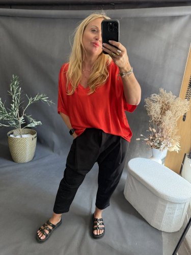 Bluza Liame-UNI SIZE na XS-XL-čiervená