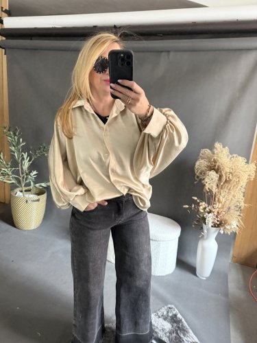 Košeľa  oversize rukáv beige