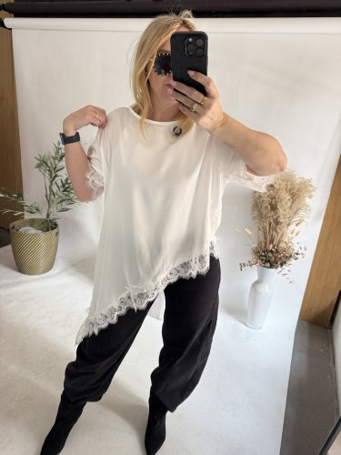 Tričko s krajkou-bílá