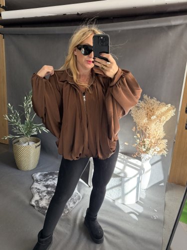 Bomber saténový hnědý