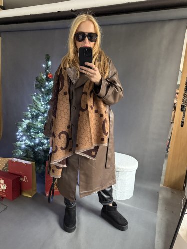 Koženkový Trenchcoat  Rosso-hnědý