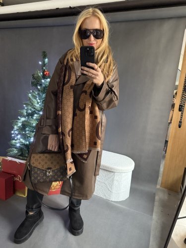 Koženkový Trenchcoat  Rosso-hnědý