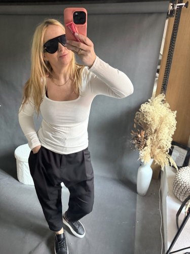 Tričko rebrované Elle-bielé