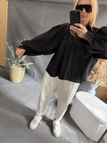 Košeľa oversize rukáv-čierna