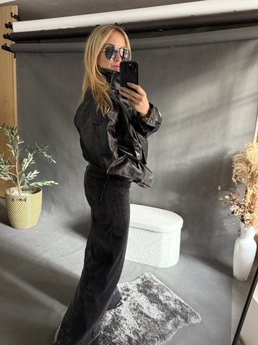 Koženková bunda límec