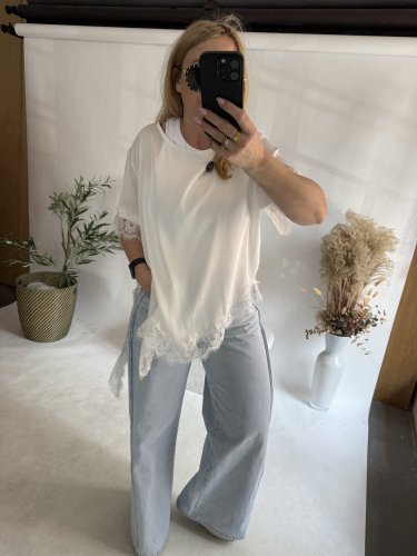 Tričko s krajkou-bílá