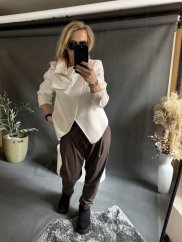 Kalhoty Blair bavlněné- hnědé žihované