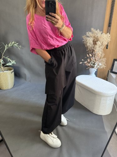 Nohavice s vreckom Sun asymetrický strih-čierné