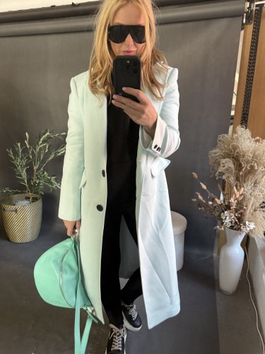 Kabát Jarní ve stylu dlouhého saka-mint-