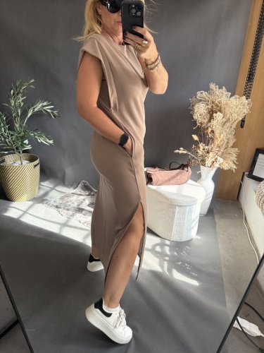 Šaty Basic dlouhé-mocca