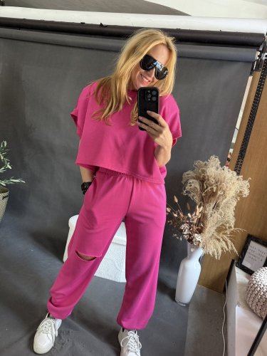 Tepláková súprava Crop-fuchsie