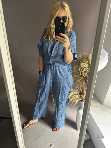 Ľanový Overal Joy-modrý