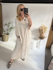 Košeľové šaty viskoza-cream
