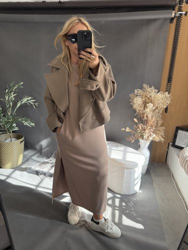 Šaty Basic dlouhé-mocca