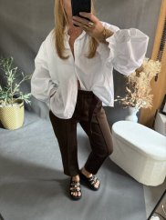 Košeľa oversize rukáv-bielá