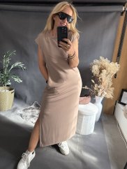 Šaty Basic dlouhé-mocca