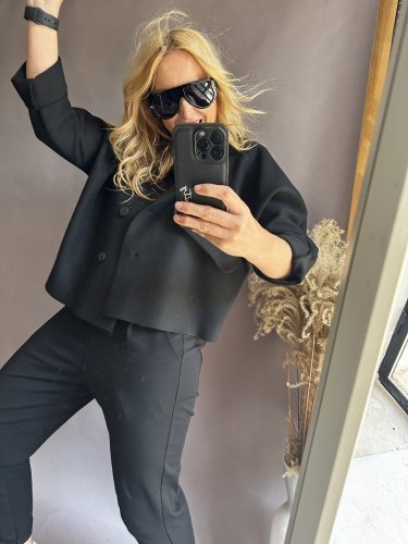 Kabátik Crop SUN-čierny