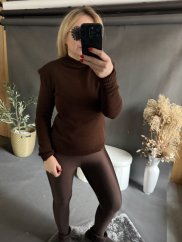 Sveter s vypchávkami Gusto-hnedý