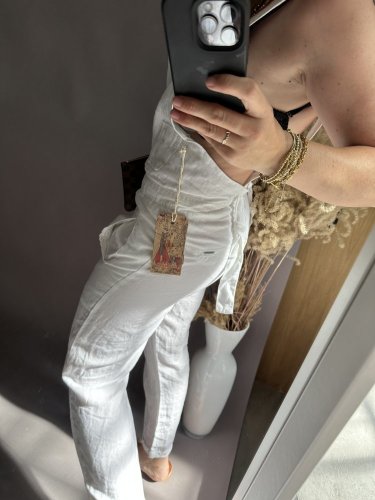 Lacláčové kalhoty White-Ovesize