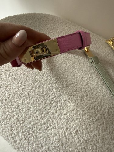 Pásek kožený posuvný se zlatou sponou-růžový