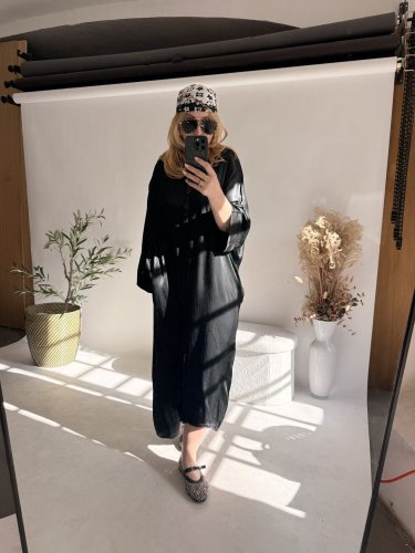 Košeľové šaty viskoza-čierné