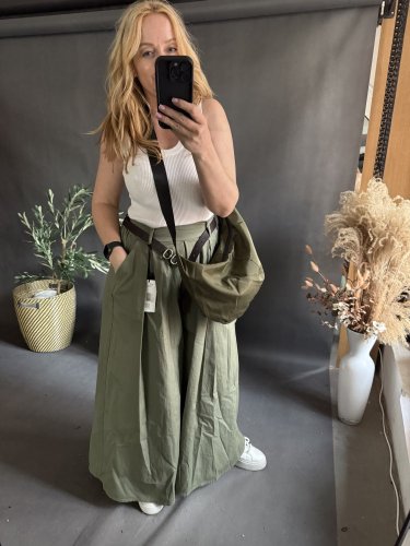 Kalhoty Pantagonna ve stylu sukně -khaki