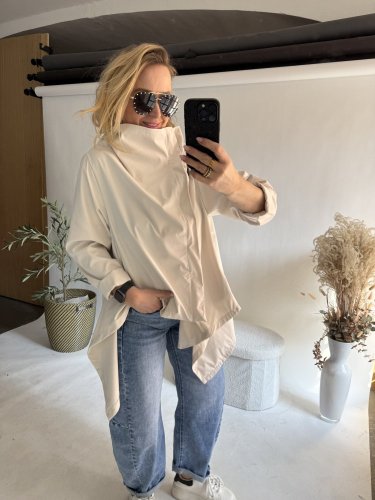 Bunda asymetrická Sofymax-béžová