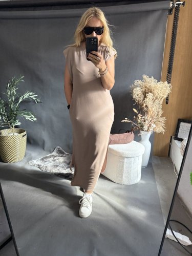 Šaty Basic dlouhé-mocca