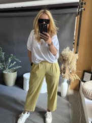 Kalhoty SUN s řasením 3/4 délka-žluté