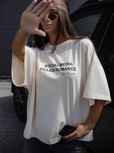 Tričko Social madia-krémov