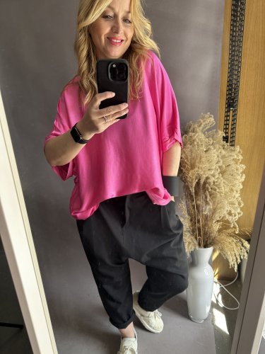 Bluza Liame-UNI SIZE na XS-XL-tmavě růžová