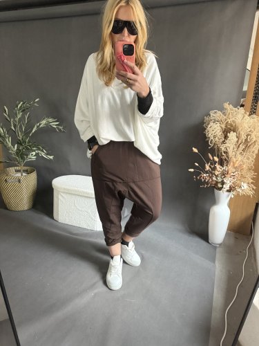 Teplákové nohavice nasrávacie fattale-hnedé