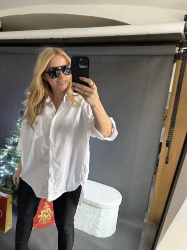 Košeľa Brošňa Oversize bavlna-bielá