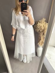 Tylová sukňa biela