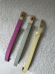 Pásek kožený posuvný se zlatou sponou-růžový