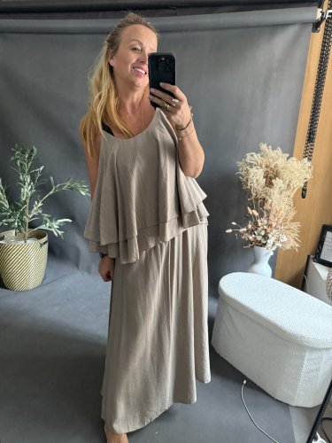 Set sukne a volániky-mocca