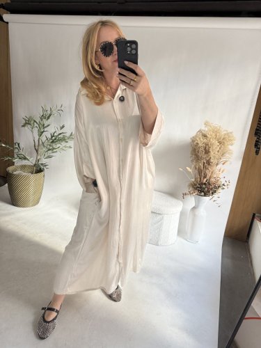 Košeľové šaty viskoza-cream