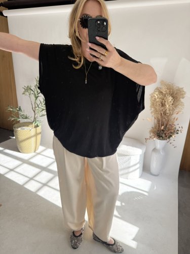 Tričko White Angel-oversize-černé